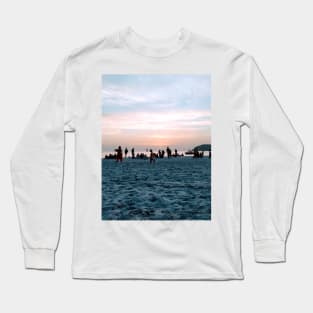 Pink Sunset At The Beach Scenery Long Sleeve T-Shirt